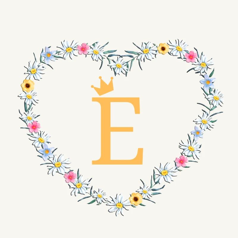 Buchstabe E, Monogramm, Herz, personalisierbar