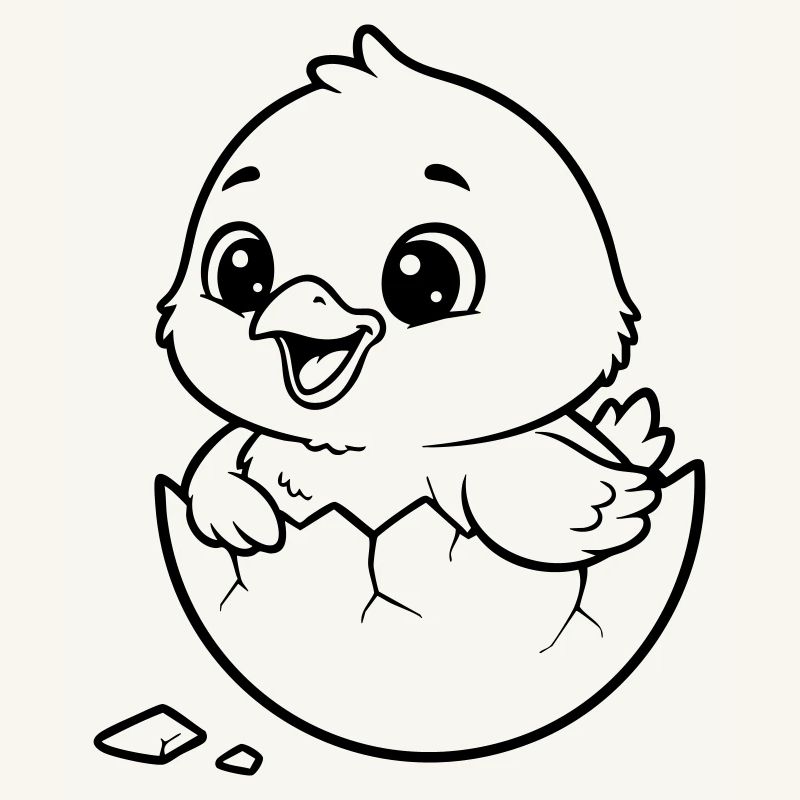 Cute Chick Hatching from Egg