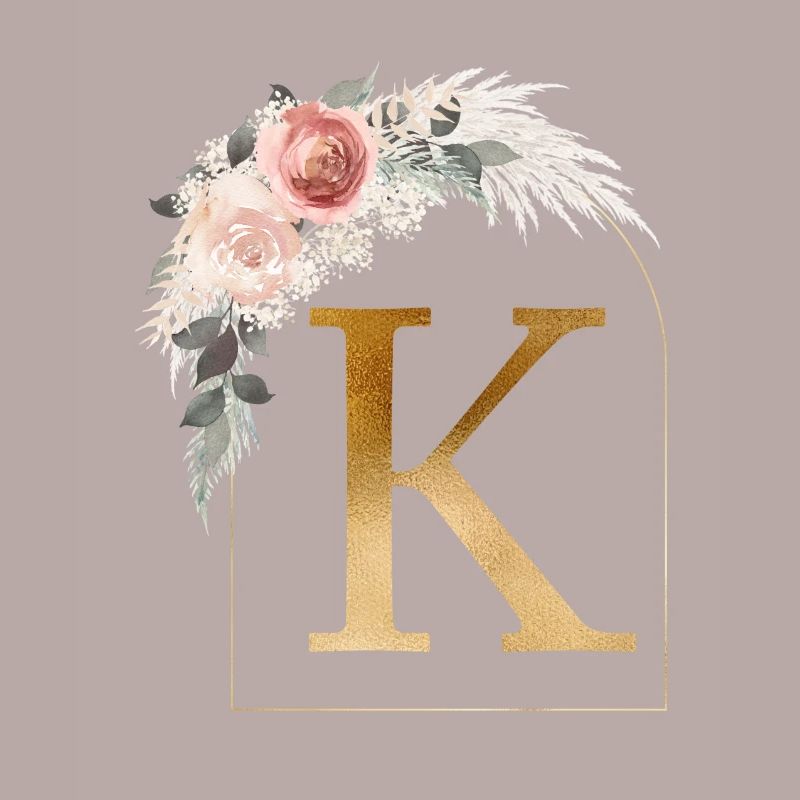 Personalisierbar Monogramm K Blumen Bogen