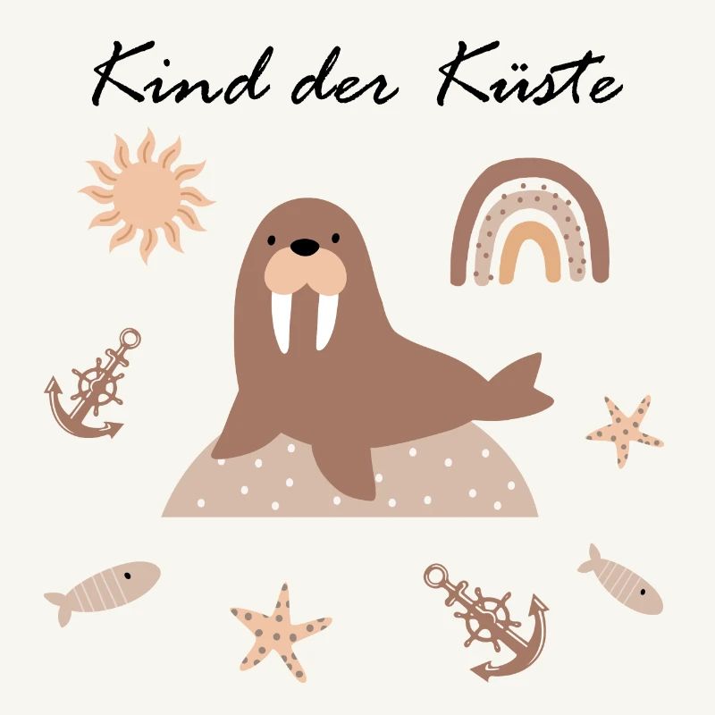 Kind der Küste | Walross, Anker, Regenbogen | Boho