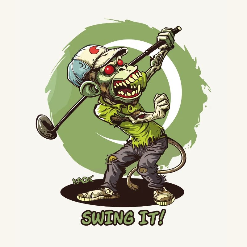 Schwing es, Zombie-Affe: Ein Golfer beim Golfen