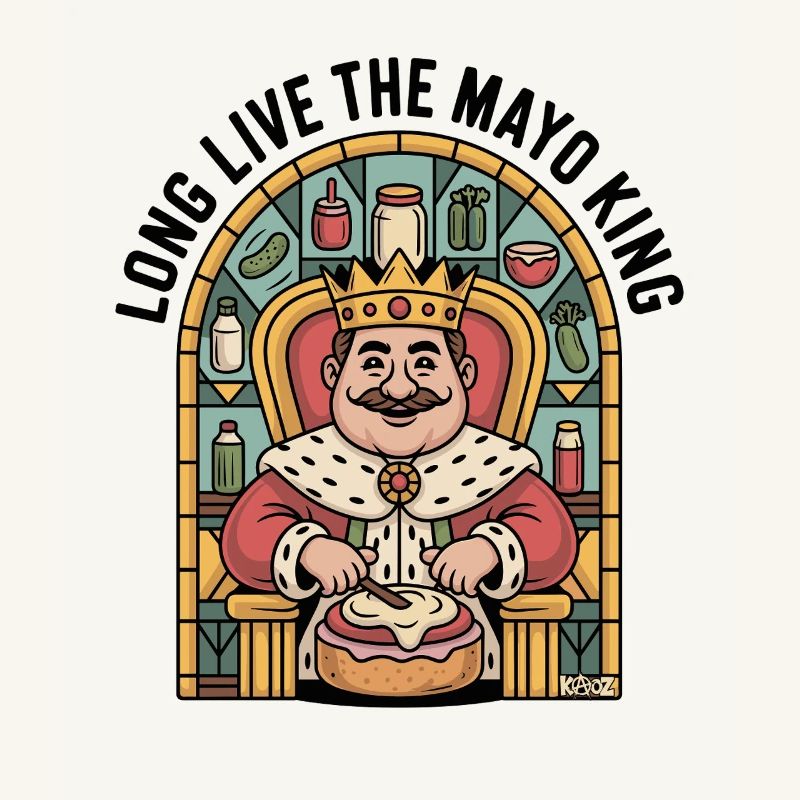 Mayonnaise King on Throne with Sandwich Comic