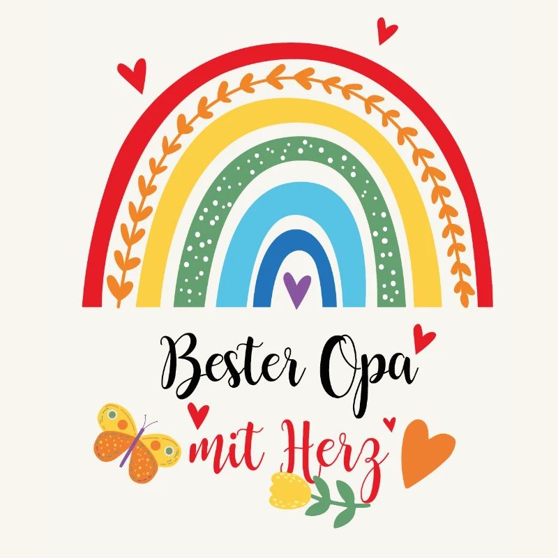 Bester Opa mit Herz Geschenk Regenbogen