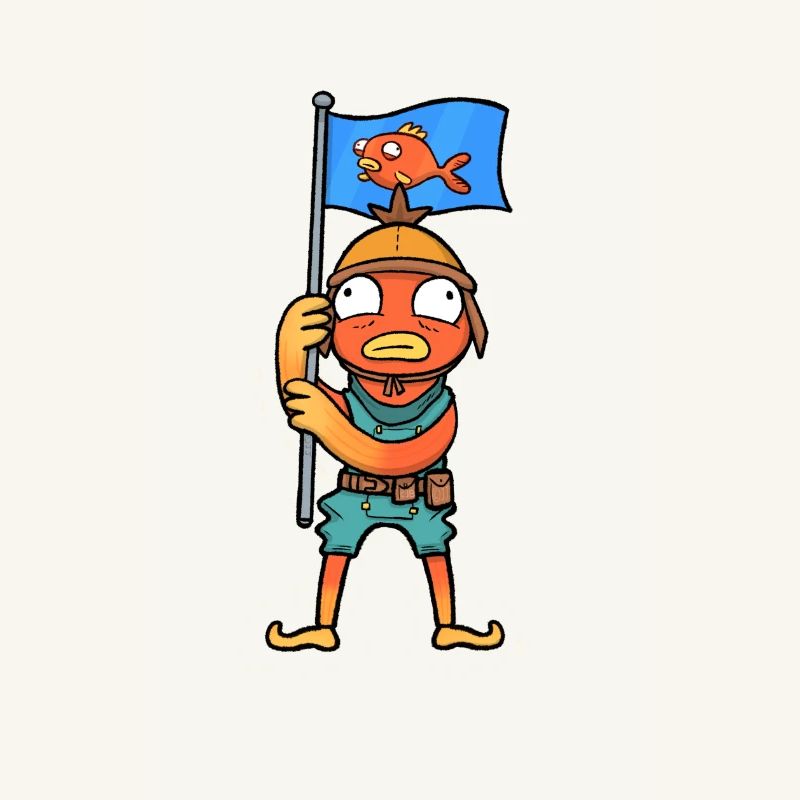 Garçon de poisson avec un dessin animé de drapeau de poisson