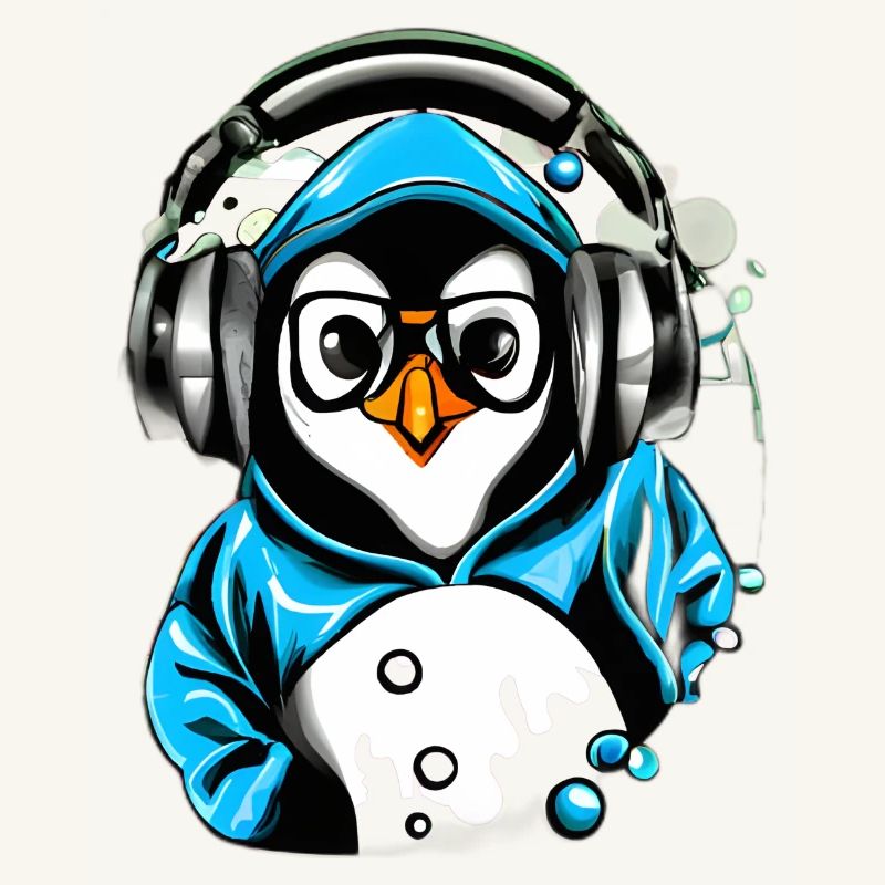 Pinguin mit blauen Pullover