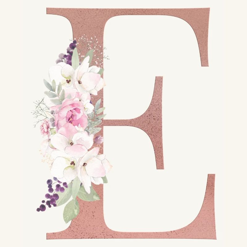 Customizable Monogram E Floral