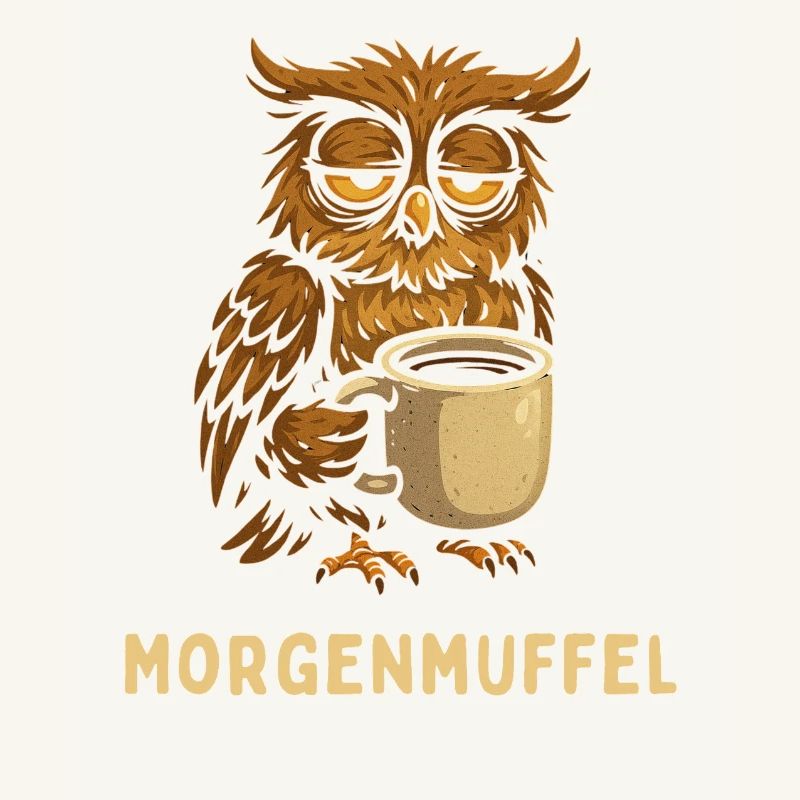 Morgenmuffel-Eule mit Kaffee