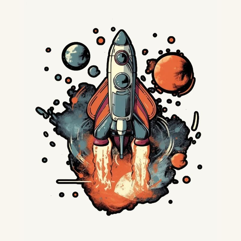 a space rocket launch through space