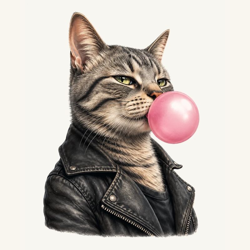 Cool cat with leather jacket