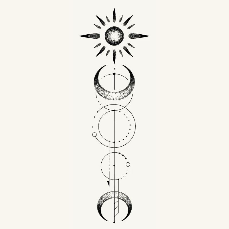 Geometric pattern moon sun