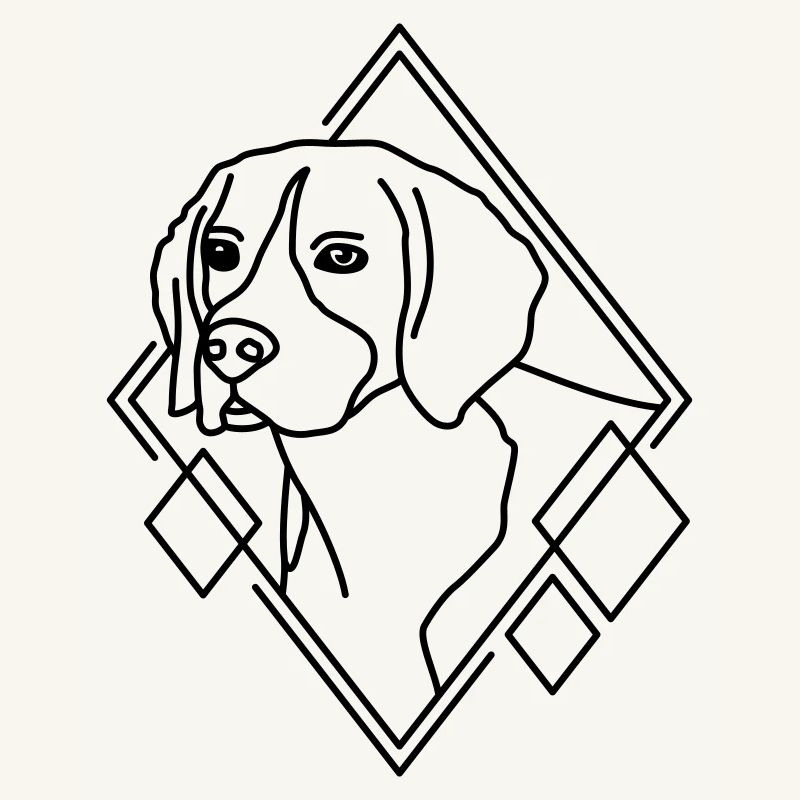 Beagle en forme géométrique - Conception d’art au trait