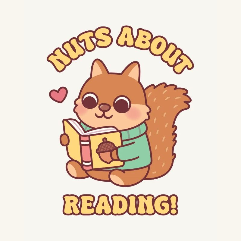 Cute Squirrel With Book Nuts About Reading Pun