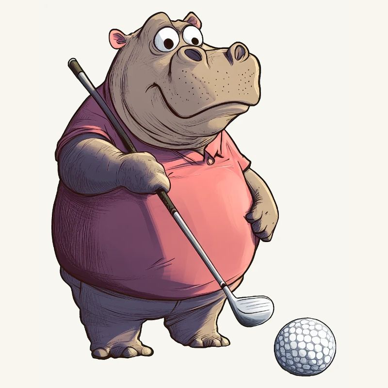 Nilpferde Golf / Golfer Nilpferd