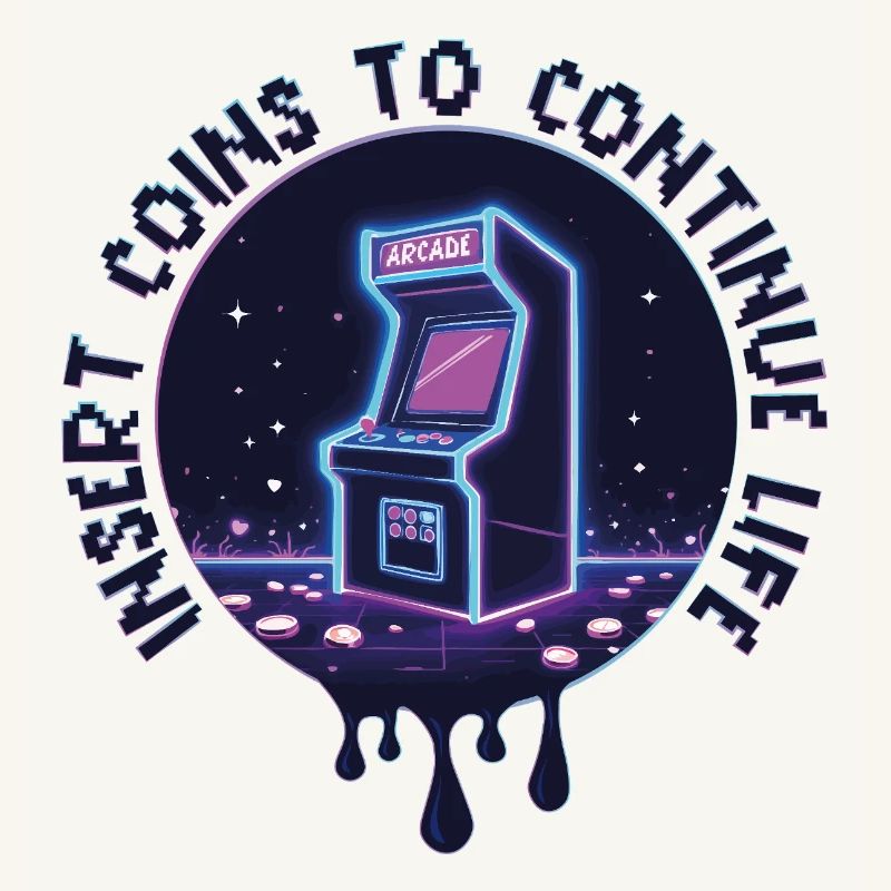 Coin To Continue Life Insert – Retro Arcade Neon