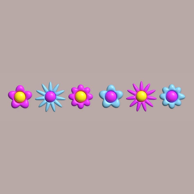 Fleurs en fleurs en rangée 3D