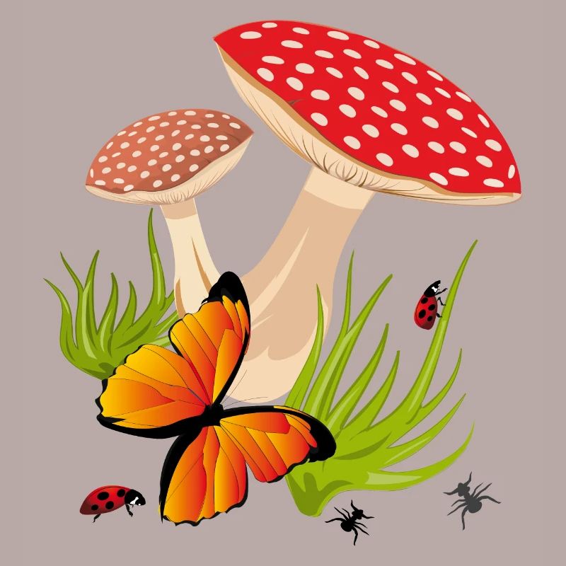 Toadstools, Butterfly