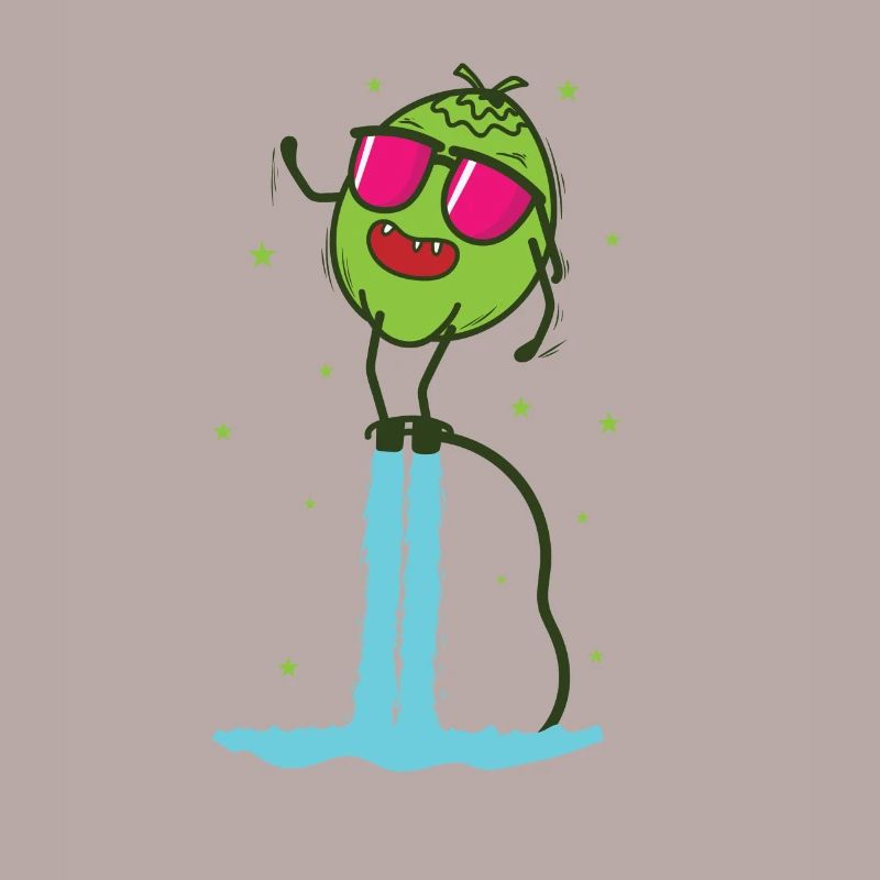 Coconut during flyboarding fruit palm tree