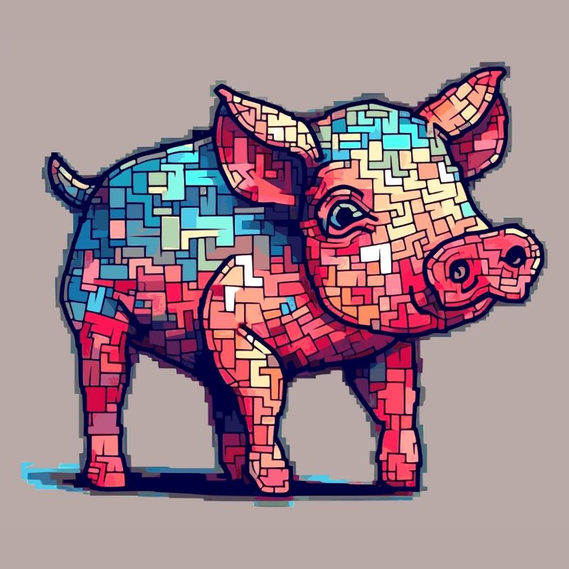 Cochon rétro dans des graphismes 8 bits cool