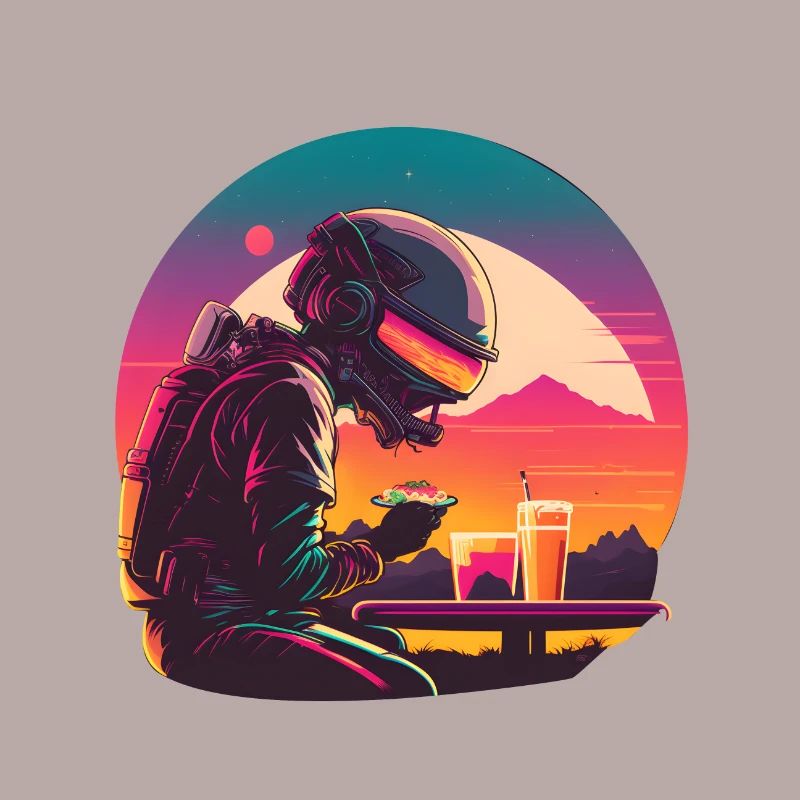 Dîner spatial des astronautes Synthwave