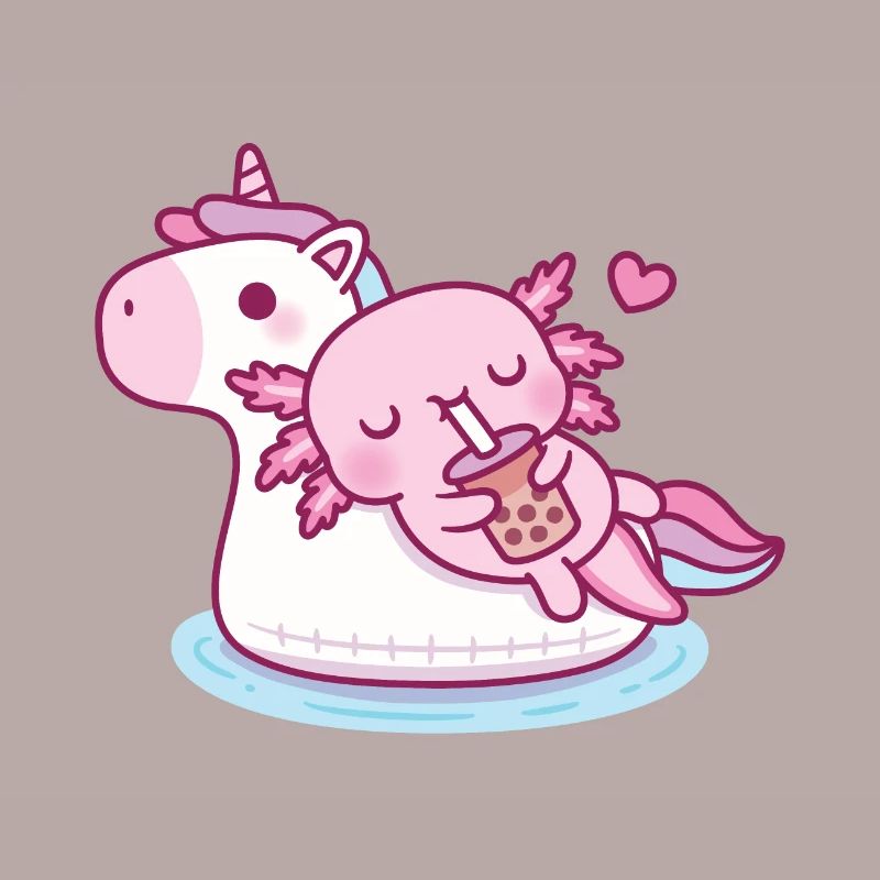 Mignon Axolotl Chilling sur Unicorn Pool Float Summer