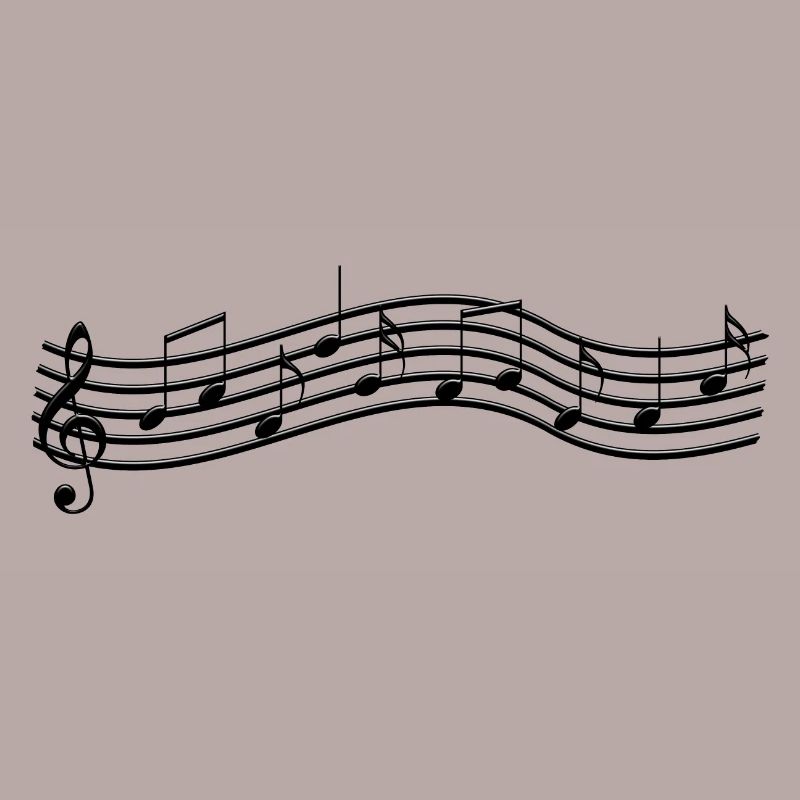 Musical notes on wavy stave
