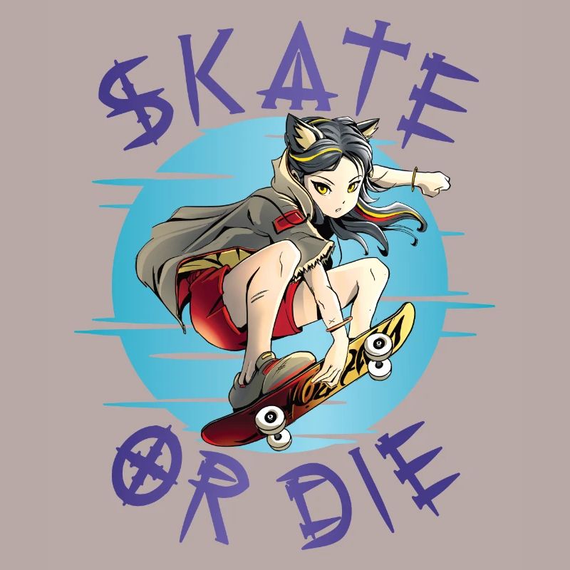 Skate oder stirb Skateboarder Anime Mädchen