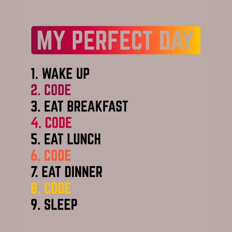 My Perfect Day Wake Up Code Software Developer Pro