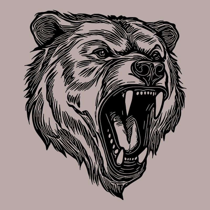 Wild evil bear head with sharp teeth
