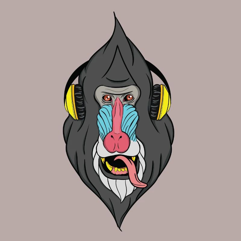 Singe avec un casque - techno singe