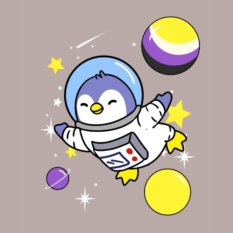 Nonbinary penguin in space Nonbinary Pride