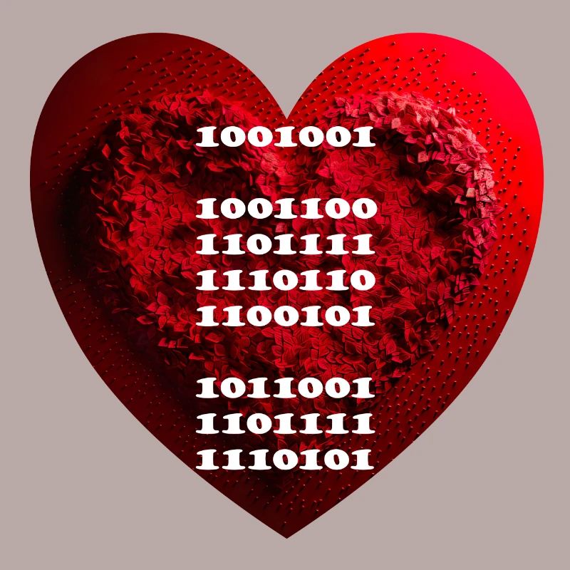 Déclaration d’amour cryptée en code binaire