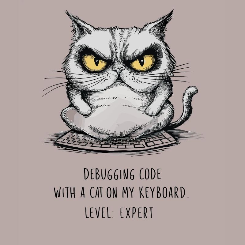 Debugging Code Cat Keyboard Expert Humor