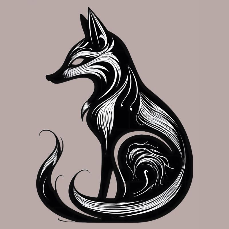 Minimalistic Black & White Fox