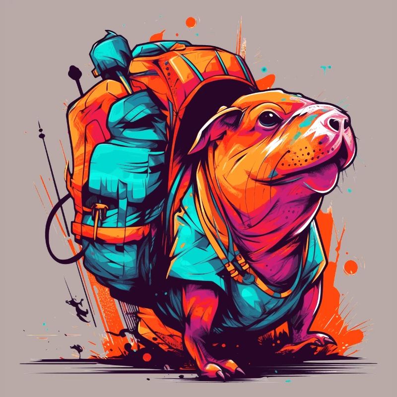 Mole rat fully on the move with backpack