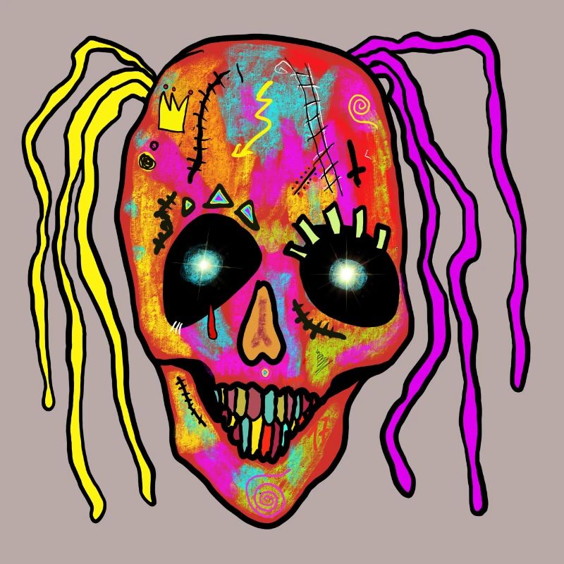 Neon Patchwork Schädel
