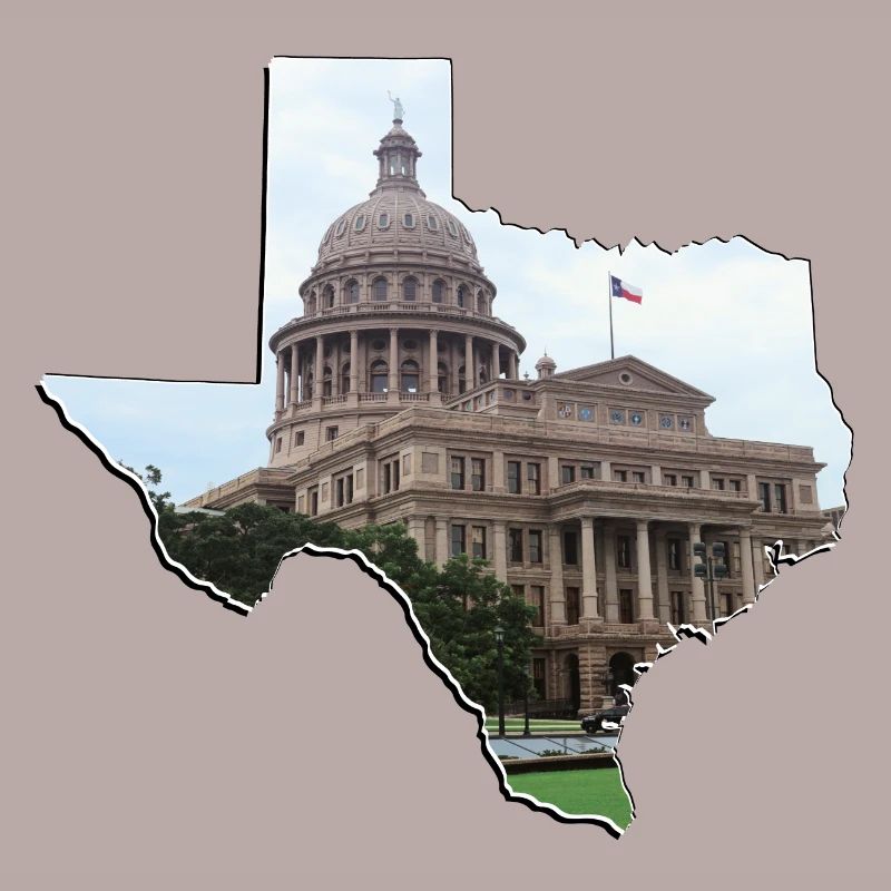 Texas State Capitol in Texas State Map