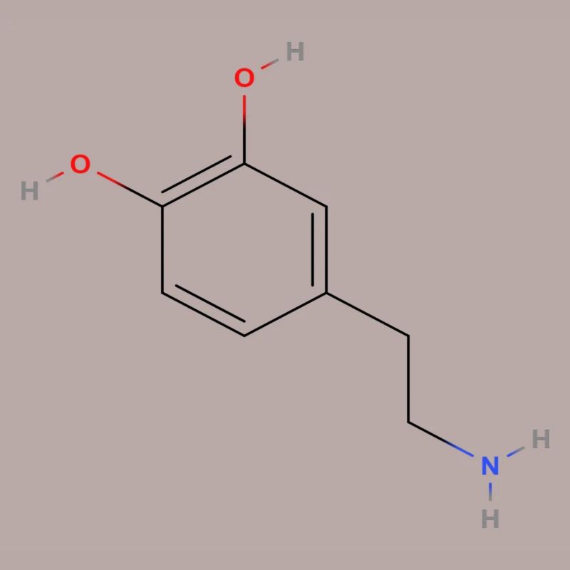 Dopamine Molecule - Colored Structural Formula