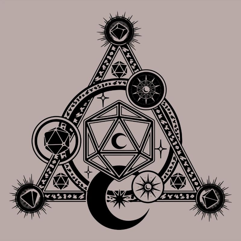 D20 Mystical Crescent Moon Magic Circle RPG