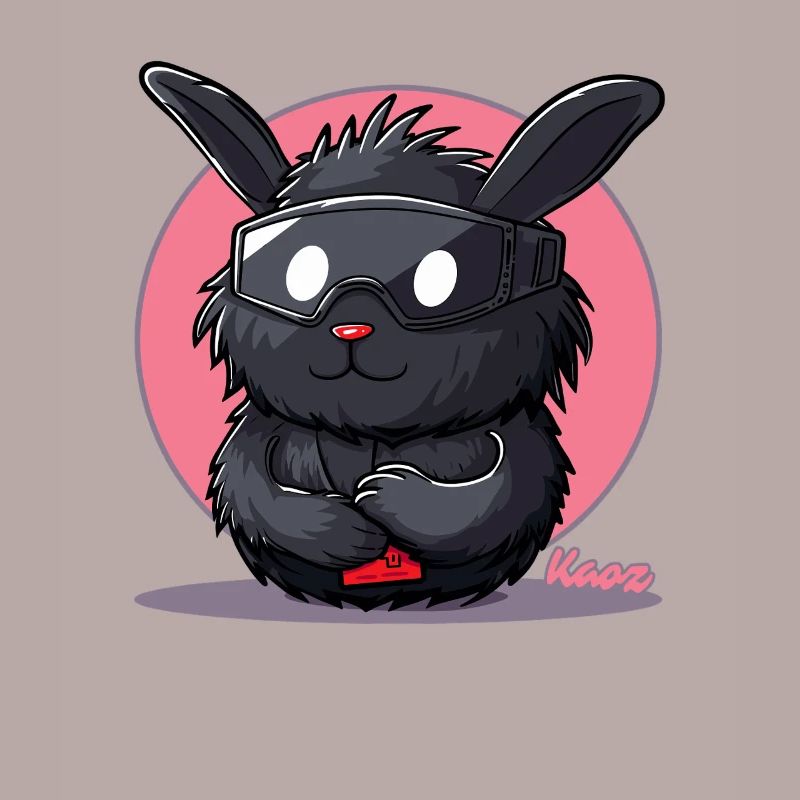 Ski bunny rabbit with ski goggles