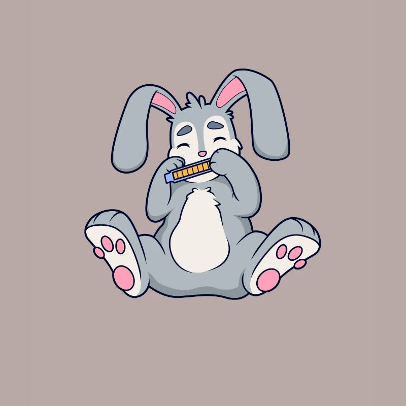 Rabbit plays harmonica