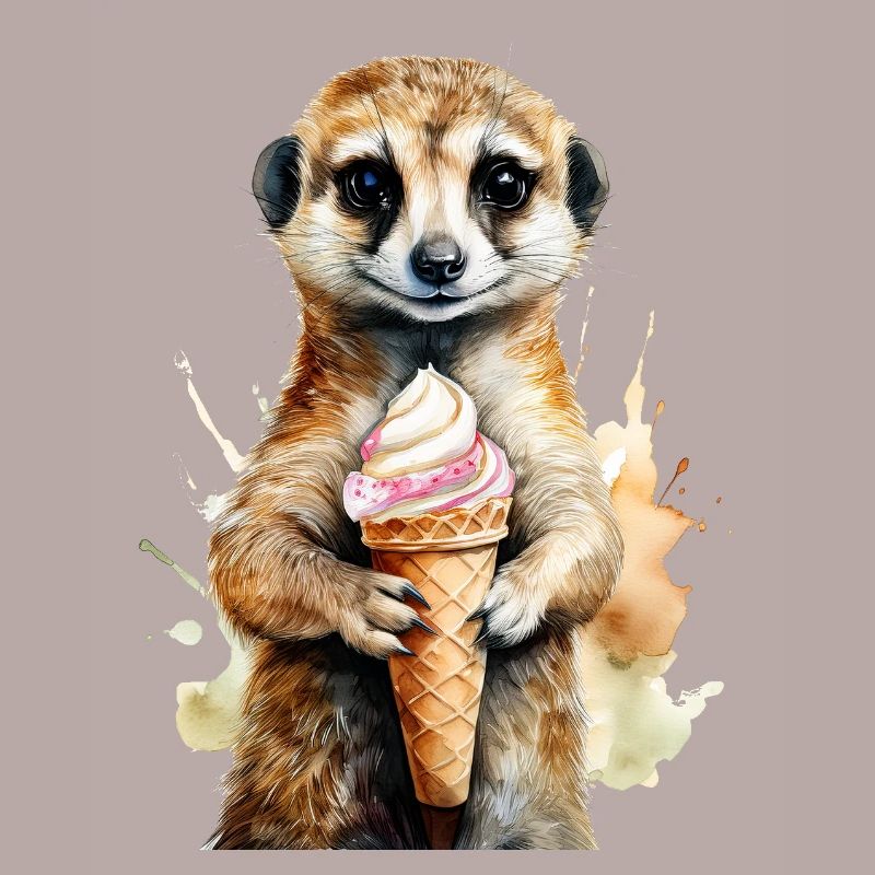 Erdmännchen, das ein Eis isst