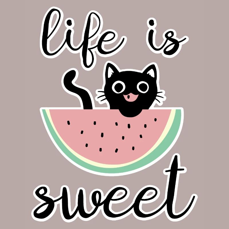 La vie est douce chat avec pastèque