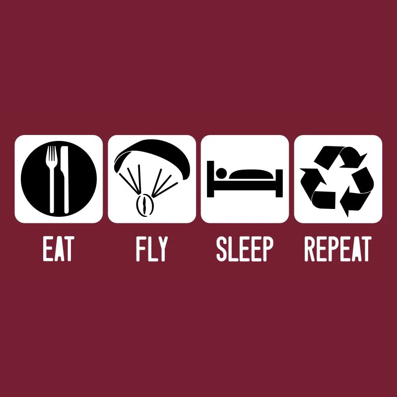 Paramoteur Manger Fly Sleep Répéter Paramoteur Noir