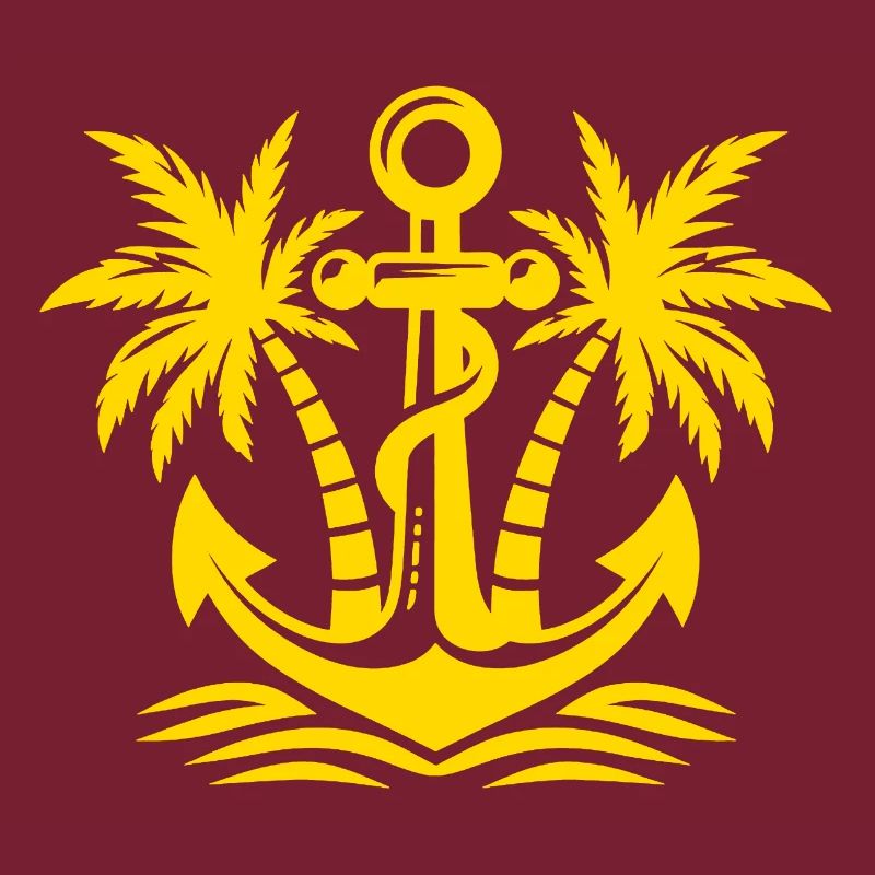Anchor with palm tree logo