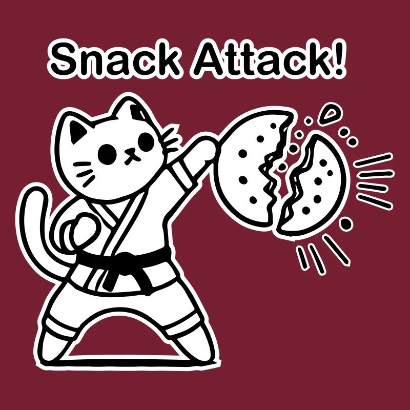 Karate-Katze, die einen Keks schlägt - Snack Attack Design