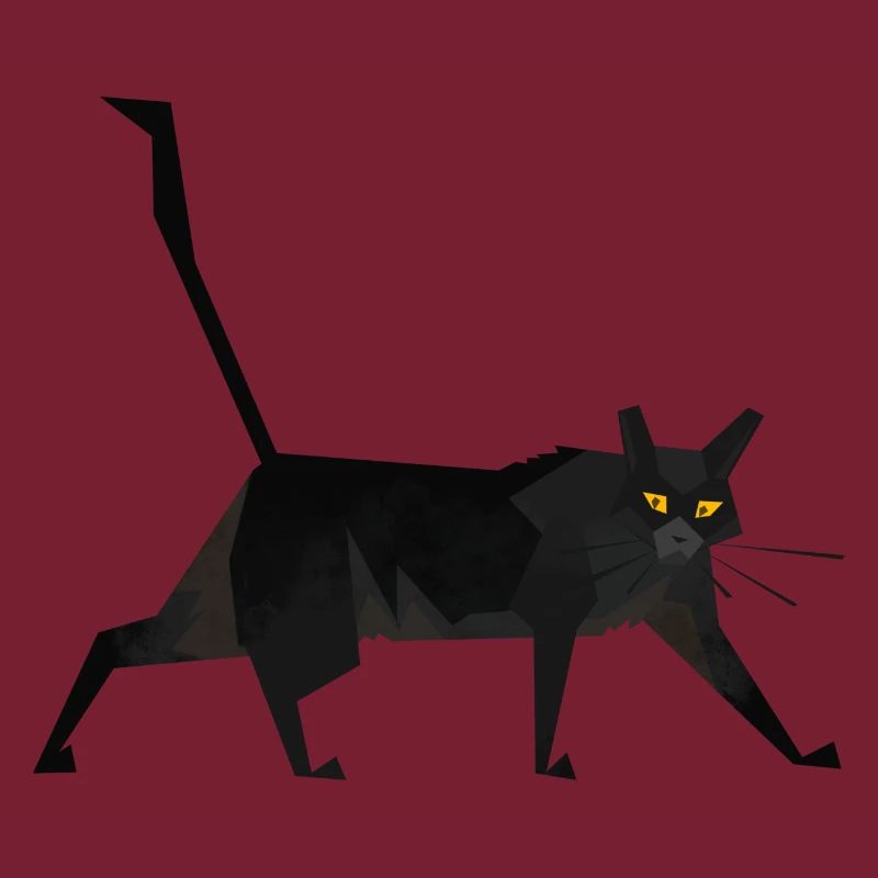 Illustration Chat (Chat Noir) - Chat plat