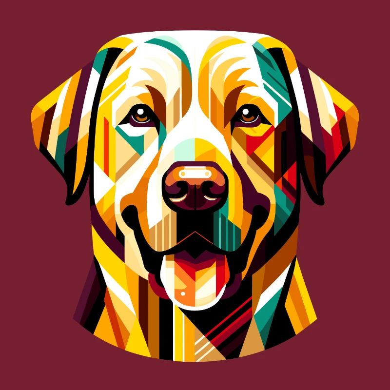 Lebendiger Patchwork-Labrador: Abstraktes Hundedesign