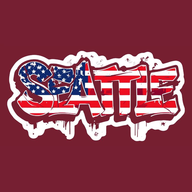Design de Seattle dans le style graffiti avec drapeau américain