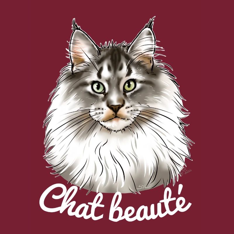 Chat beauté main coon (texte blanc)