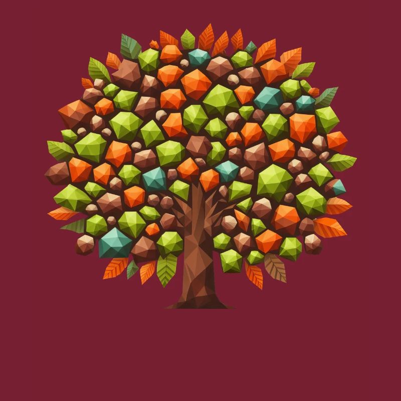 Autumn Elegance: Polygonal Deciduous Tree in